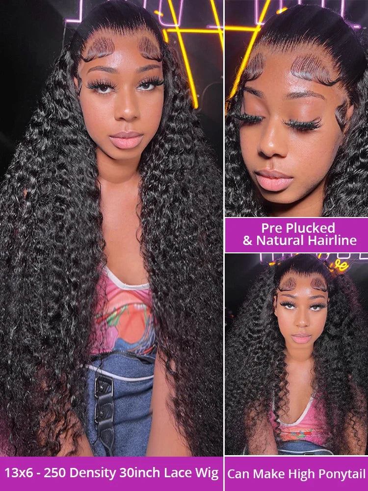 Deep Wave Hd Lace Front Human Hair Curly Wigs